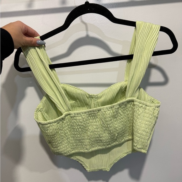 Lime Ribbed Bustier Crop Top - Picture 2 of 2